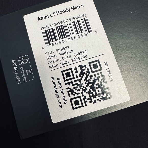 Arc'teryx Atom LT Hoody Men’s Medium NWT MINT RARE! Expired Color! Orca - Picture 9 of 14